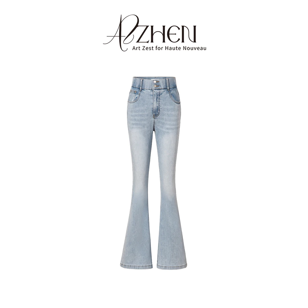 AZZHEN【蓝调慢行】高腰微喇紧身丰胯牛仔裤AZ5BNK11-00