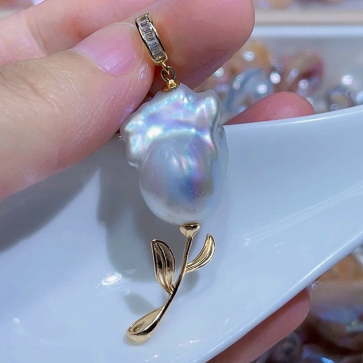 淡水珍珠银S925镶嵌颈饰