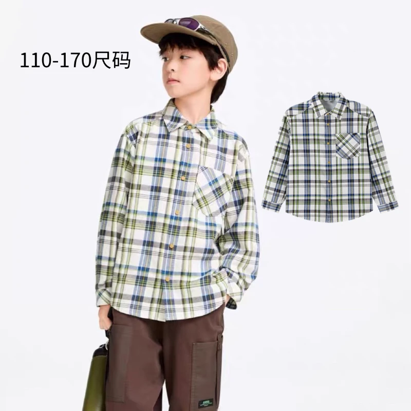 【专柜发货】AB511508男大童格子衬衫纯棉2025春季新款长袖衬衣