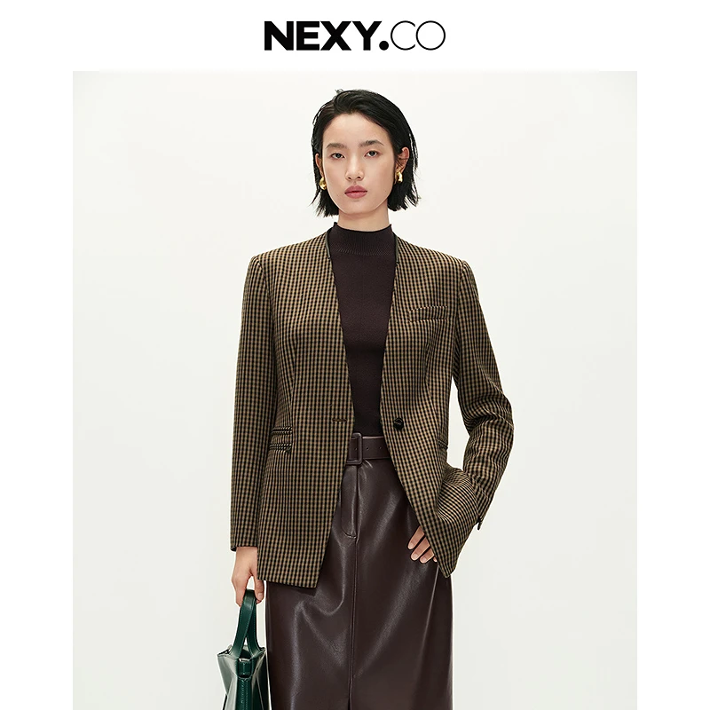 NEXY.CO/奈蔻气质长袖时尚复古修身经典外套XA02364C4