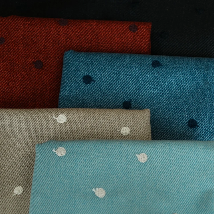 日本牛仔水玉刺绣布 拼布手工