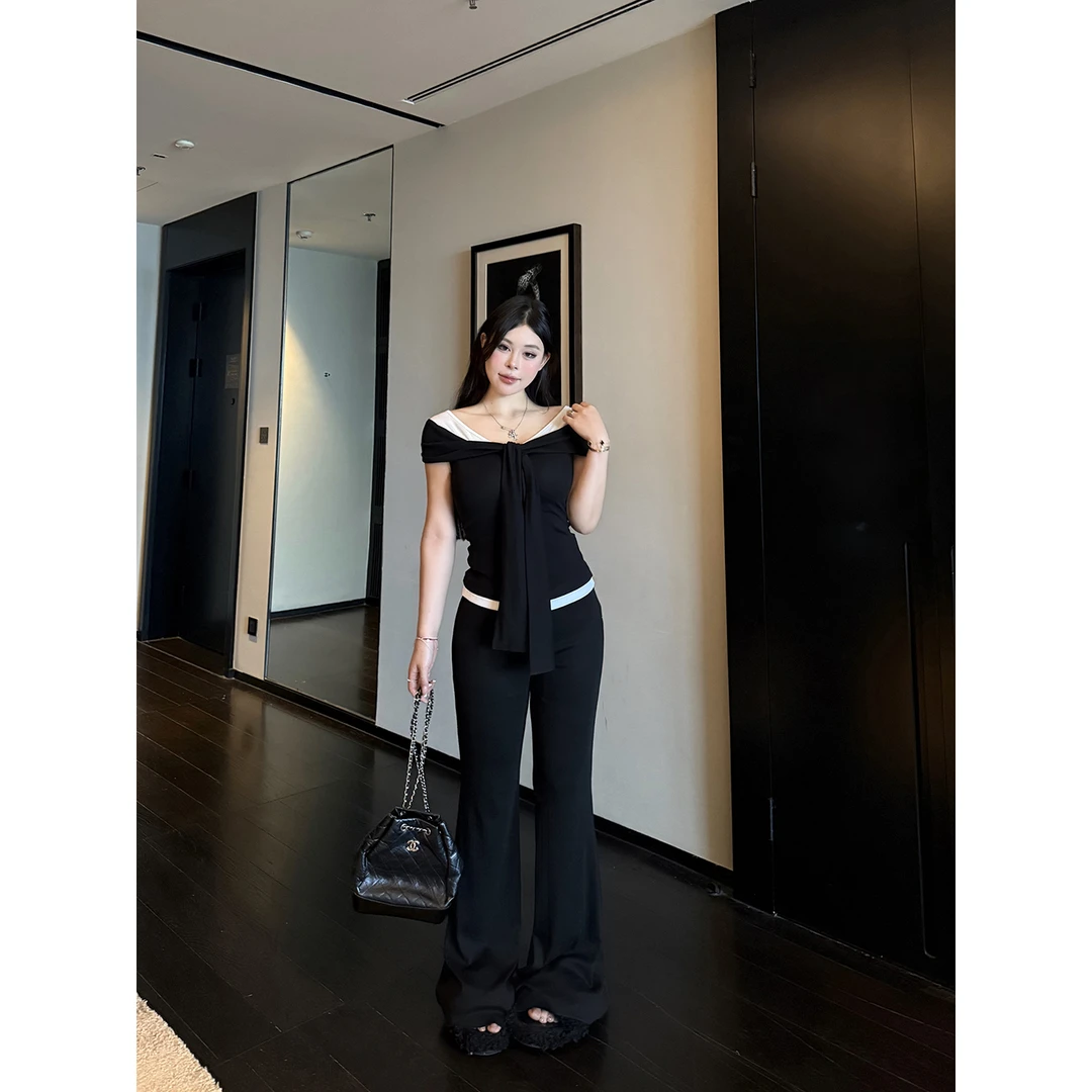 黑泽玄七早秋“主理人5.0” 打结领慕斯气质显瘦时尚套装