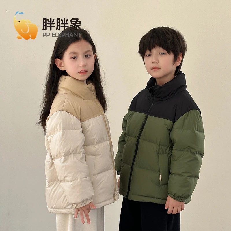 【胖胖象】儿童冬季拼色蓄热保暖羽绒服男女宝韩版洋气时尚外套Q14