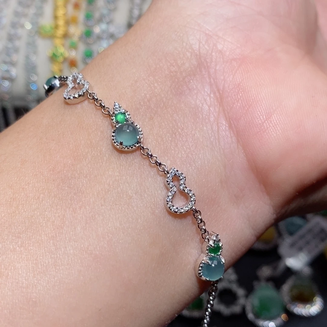 翡翠手链银S925镶嵌h j ji o