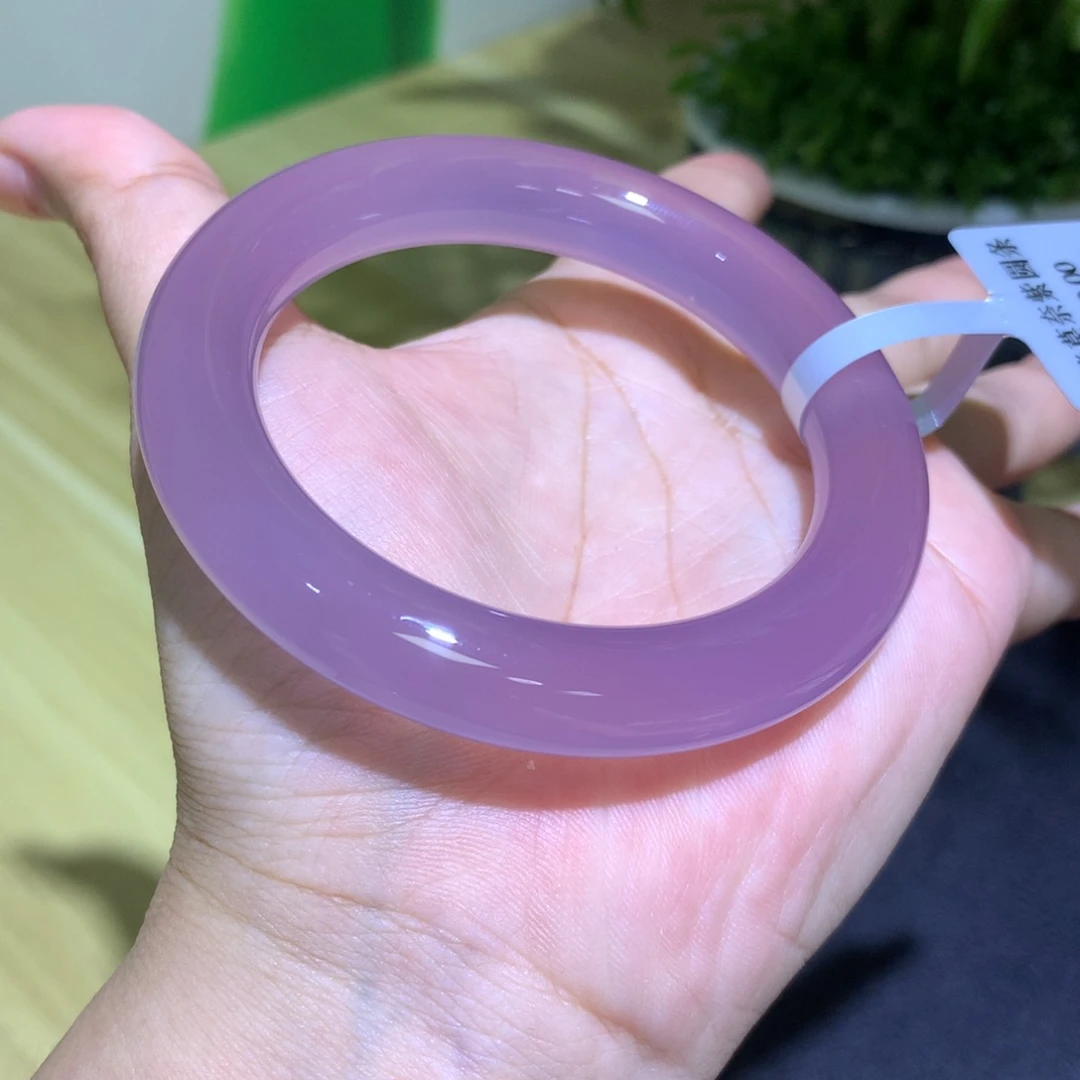 玛瑙/玉髓未镶嵌手镯莫奈紫圆条