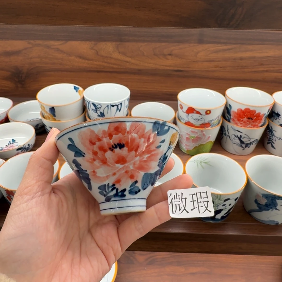 釉下手绘茶具微瑕