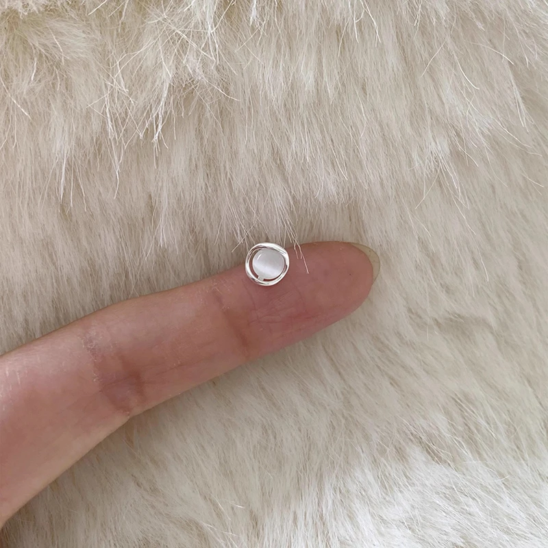 足银耳饰 999银猫眼锆石耳钉爆款养耳洞气质简约小众精致高级耳环