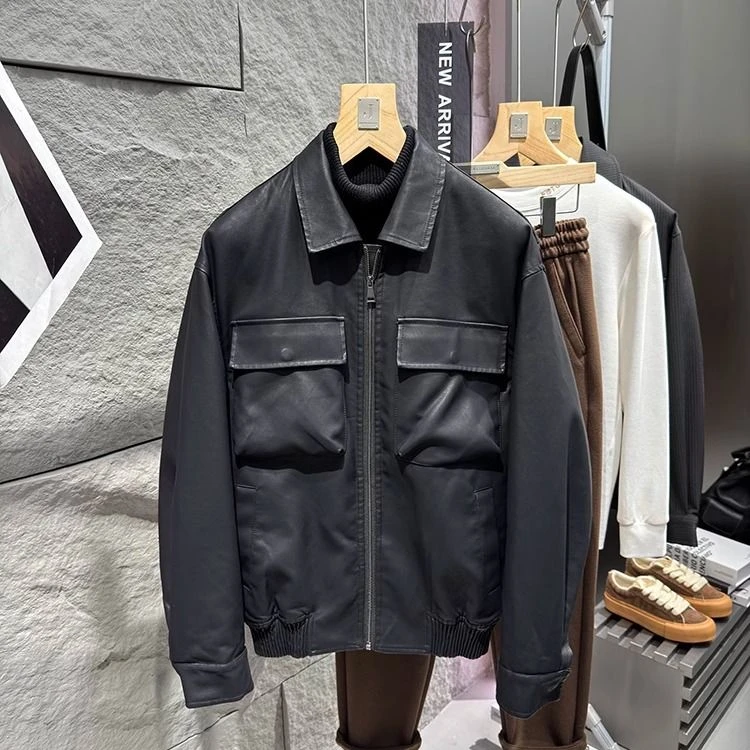 大福利!杭州高货!夹棉内里男士水洗皮衣棉衣潮11