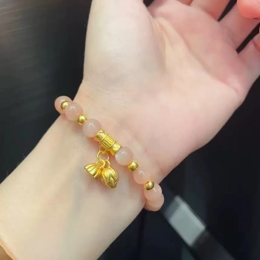 个性款两世欢莲蓬粉色手链弹力绳手链