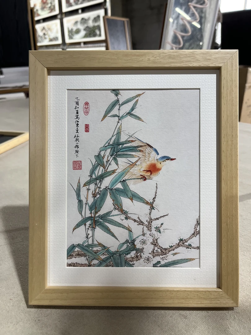 【亏米福利】纯实木边框 10寸摆台23*28竹子鸟