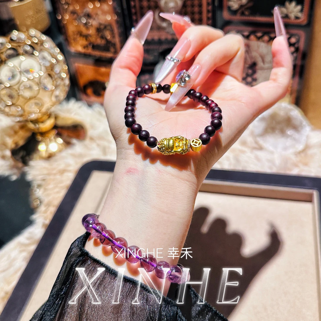 铜合金手链 c68小佛手链情侣单圈金手串手工黑色古法