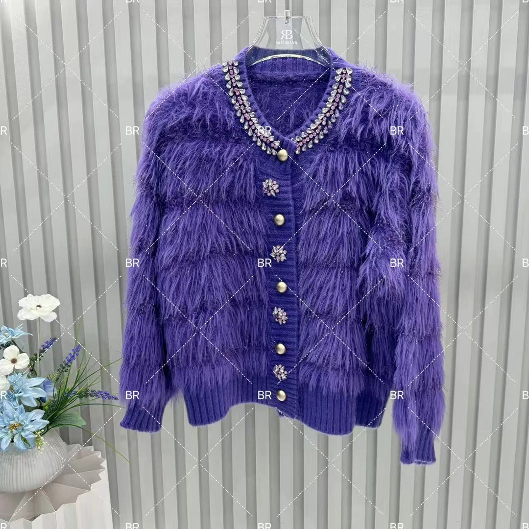 【雨】2025春季新款百搭甜美减龄时尚重工高端长袖针织毛衣5538-1