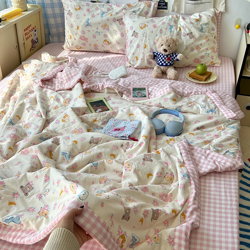 A类软乎乎碎花夏被四件套非全棉纯棉夏季夏凉被空调被学宿舍被子