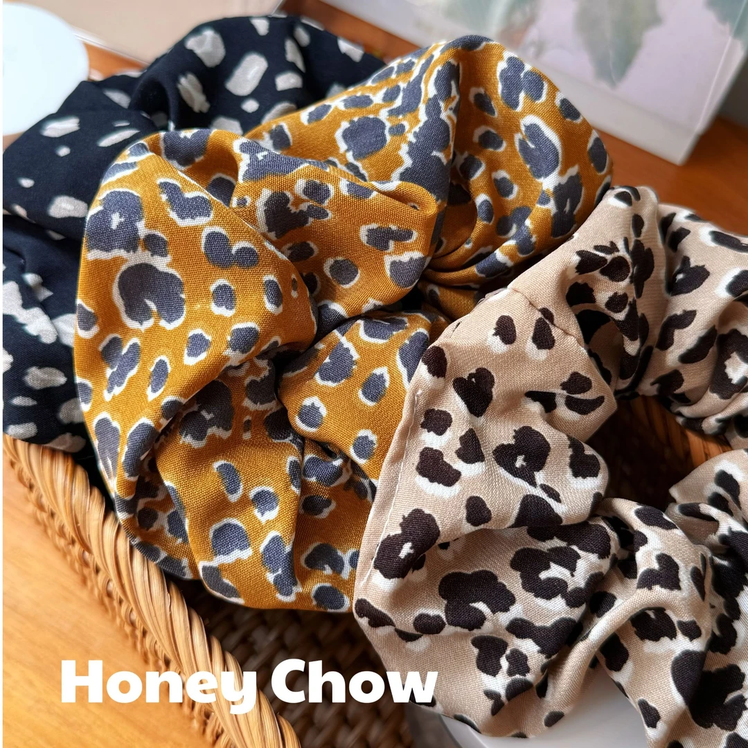 甜蜜粥HoneyChow优雅豹纹大肠发圈韩版通勤简约复古春夏新款