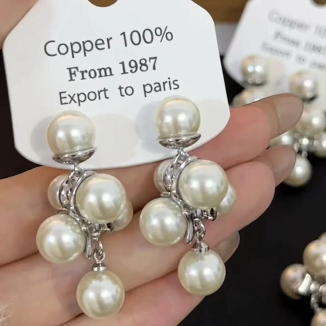 非金属耳饰 月蚌浮珠~法式复古葡萄耳钉女轻奢百搭耳饰N3918