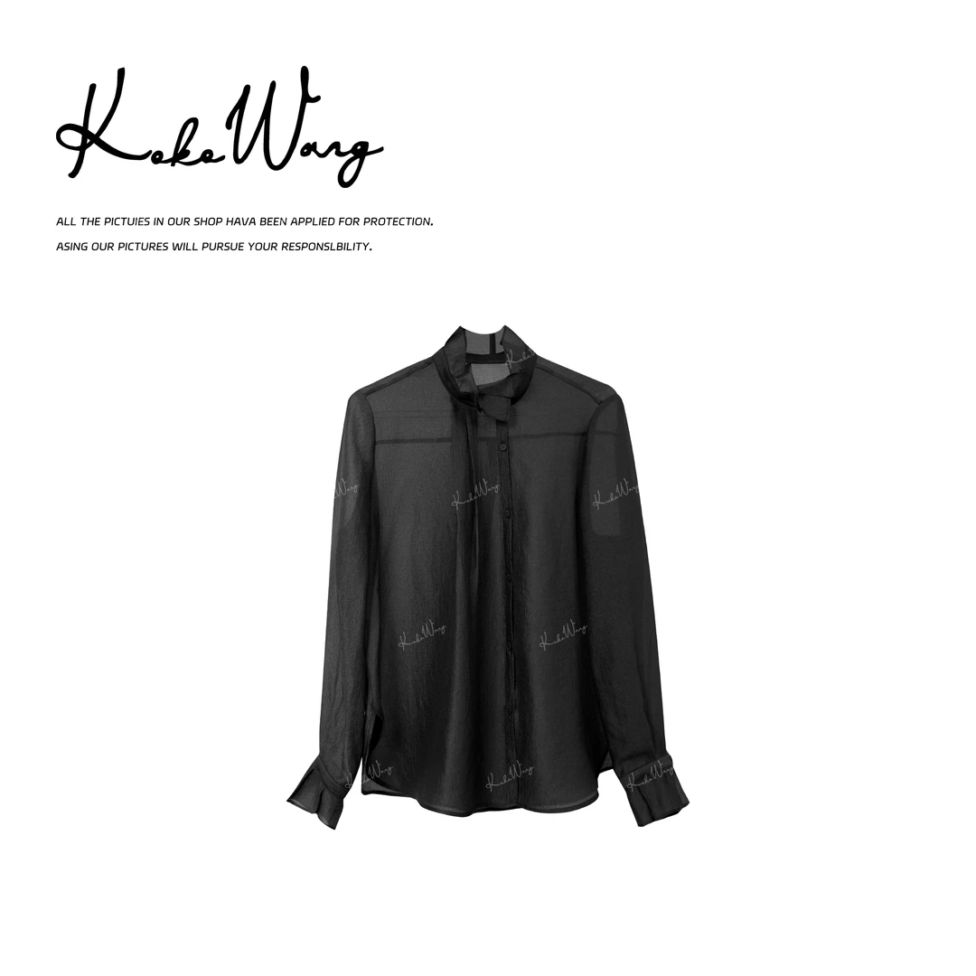 KOKO WANG【轻熟】秋冬轻奢朦胧感法式荷叶边时尚衬衫N1535J22CS51