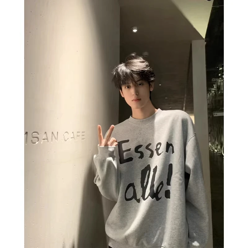 顶瓜瓜大码300斤美式潮牌简约字母卫衣男女秋冬宽松显瘦重磅上衣