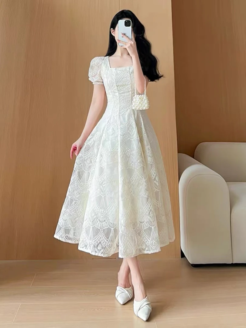【101-200】25年新款气质长裙高级茶歇法式赫本风碎花连衣裙子夏
