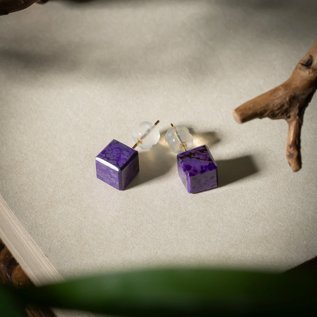 舒俱来18K帝王紫耳钉/DIY/多样性发一/C343