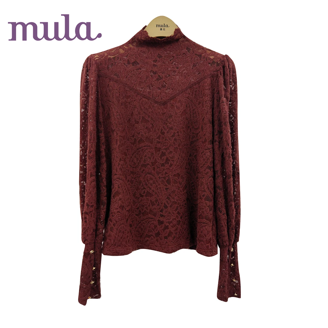 【诗语专属】慕拉2024年冬装时尚百搭半高领蕾丝打底衫M4510X110