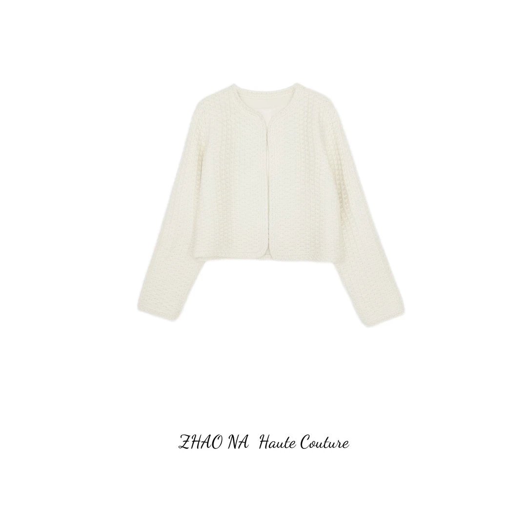 【赵娜】轻奢感老钱风圆领针织外套丨赵娜极简风高端女装
