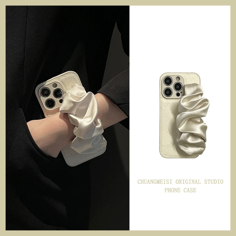 色腕带适用苹果15promax手机壳iphone13斜挎12女14简约11潮