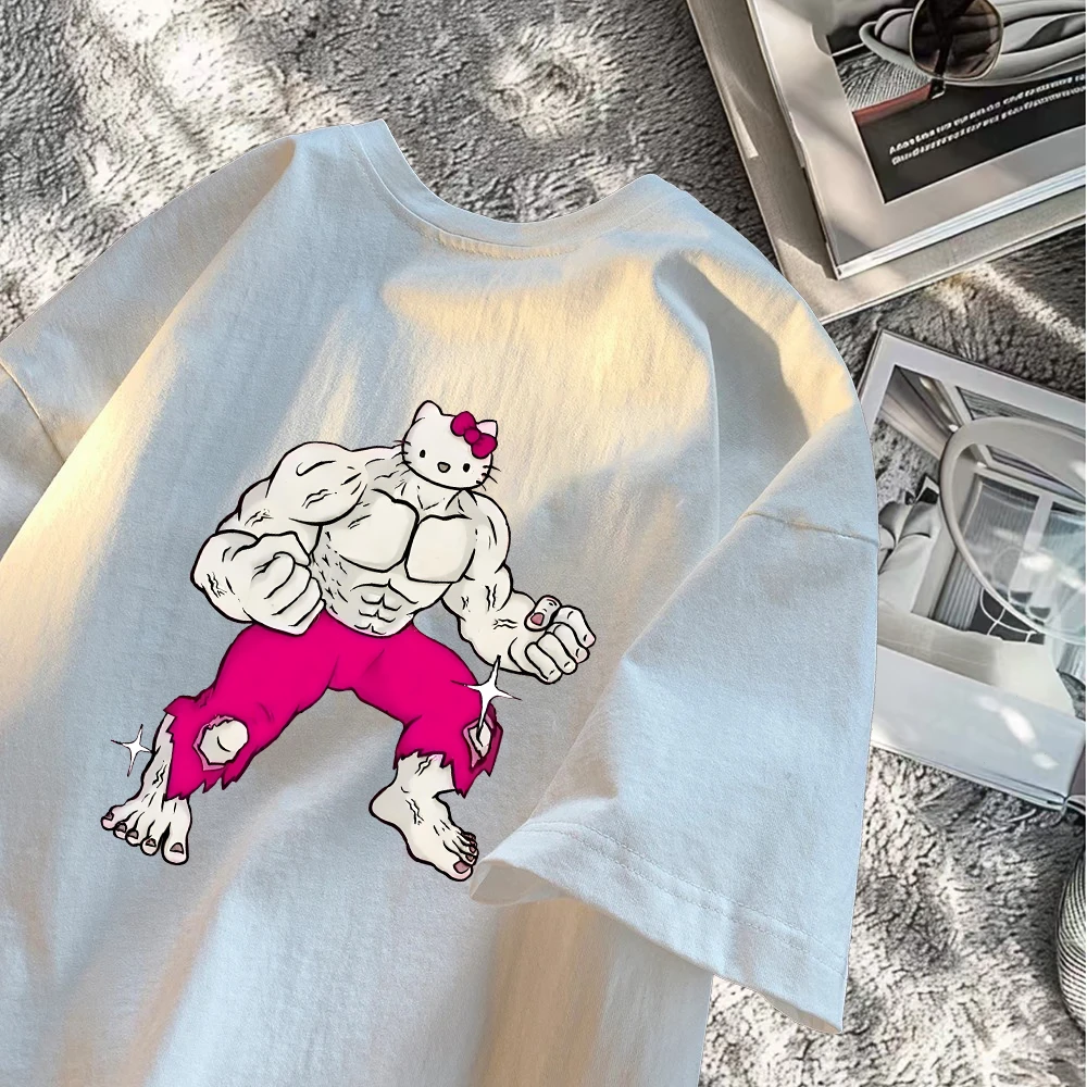 美式痞帅重磅纯棉短袖-金刚KATTY猫青年男女潮牌宽松百搭圆领上衣