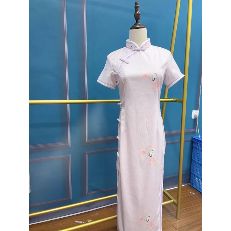 V-2367 关关雎鸠 冰感锻 夏款年轻款改良旗袍115cm长款