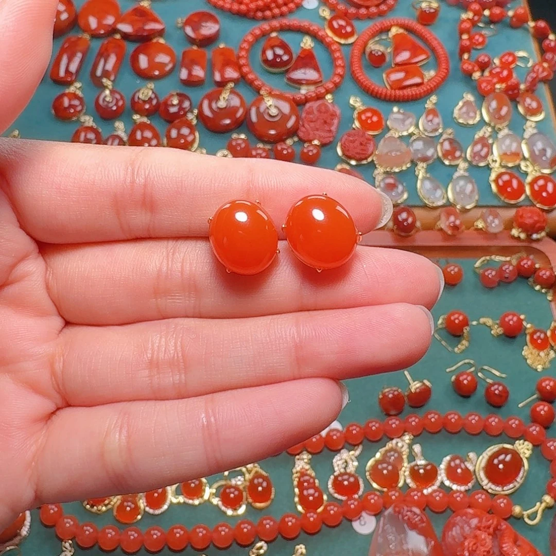 南红玛瑙银S925镶嵌13+