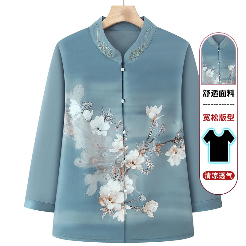 奶奶装夏季中老年人夏装女妈妈国风衬衫70岁80老太太衣服2025新款