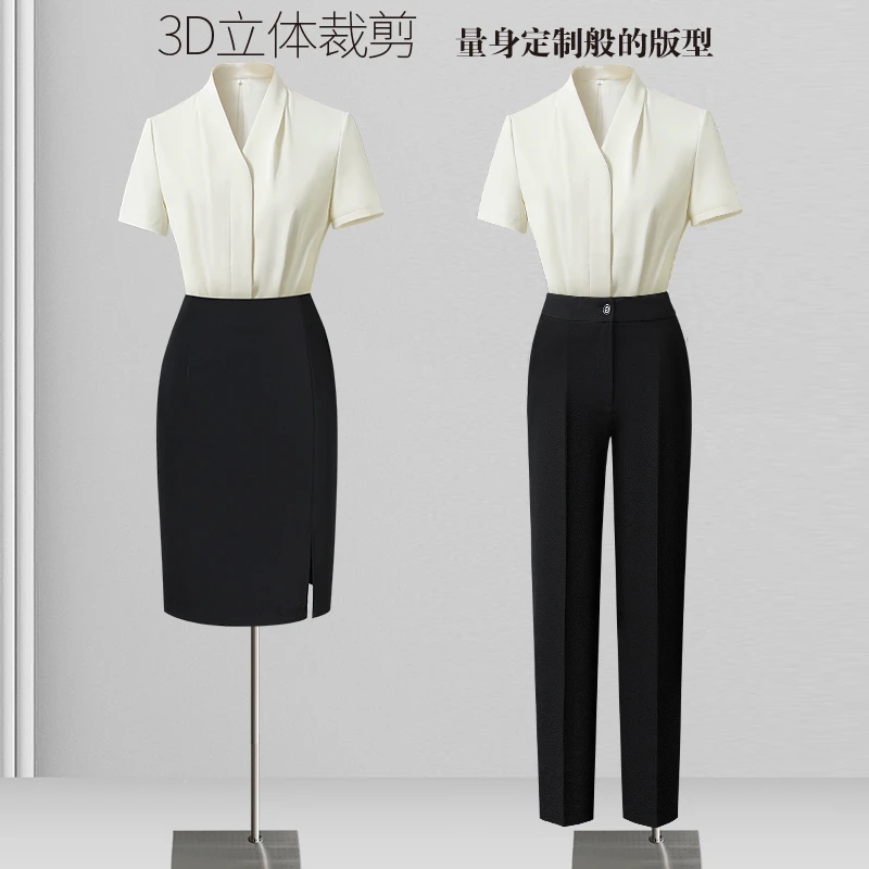 职业正装衬衫女夏季短袖雪纺衬衣套裙时尚洋气高级感面试通勤工服
