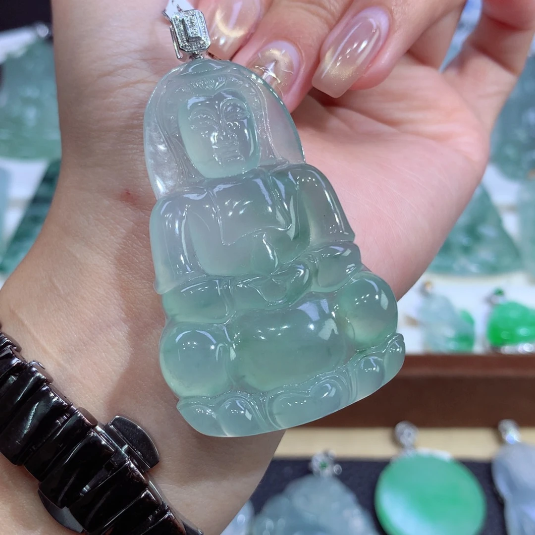 吊坠(不含链)18K金镶嵌翡翠