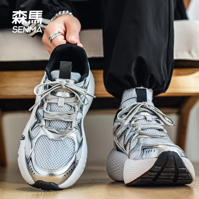 森马男鞋秋季透气新款增高厚底老爹鞋男士轻奢户外运动时尚休闲鞋