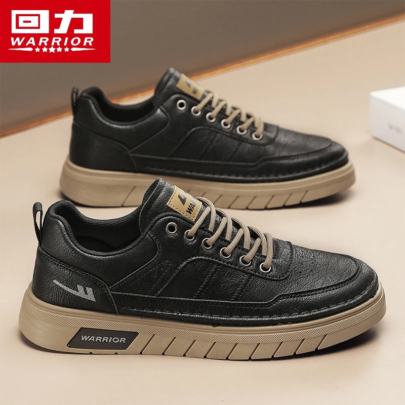 回力劳保男鞋冬季厨房防滑防水运动上班黑色男士休闲皮鞋男款