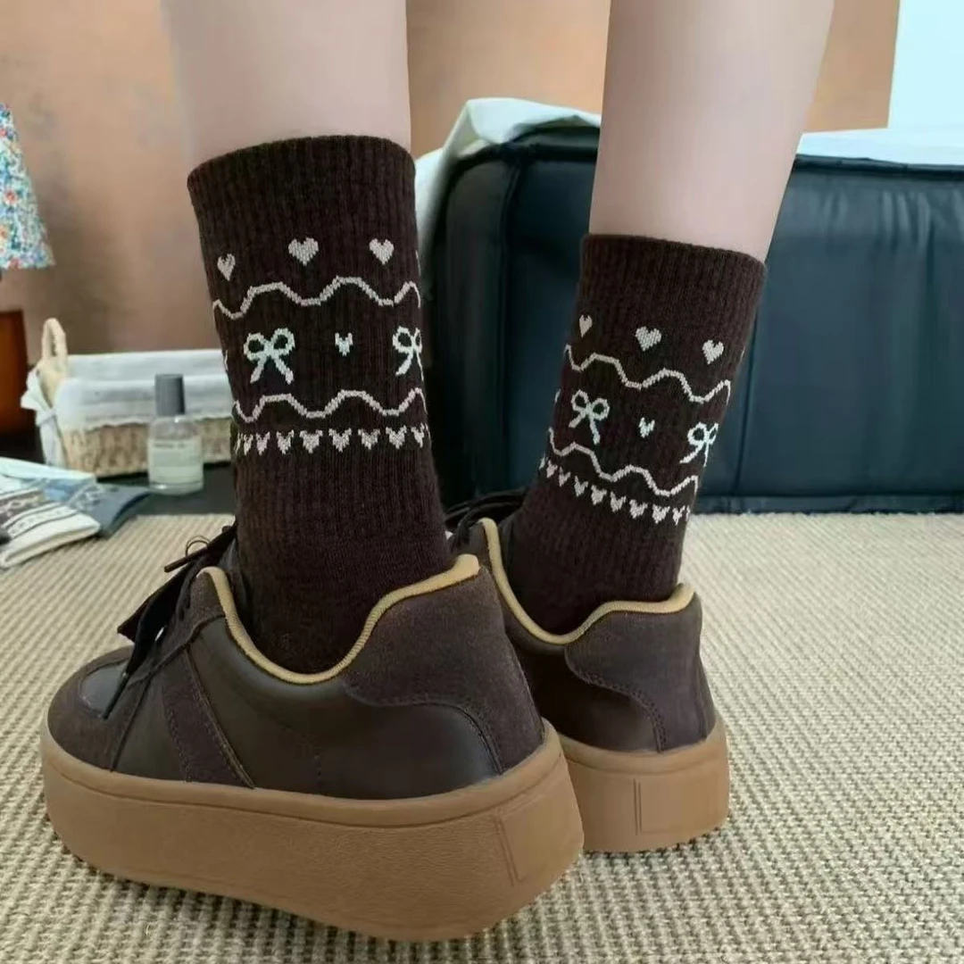袜子女民族风费尔岛秋冬中长筒复古日系ins学生潮流长袜显瘦百搭