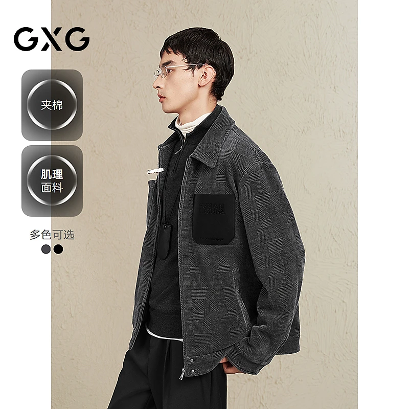 GXG男装 pu口袋肌理夹克外套男保暖外套 2024冬季#G24D214099