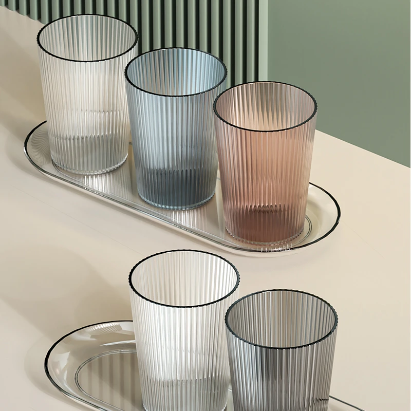 亚克力漱口杯家用竖纹刷牙杯洗漱杯塑料牙膏牙刷牙缸牙具杯子轻奢