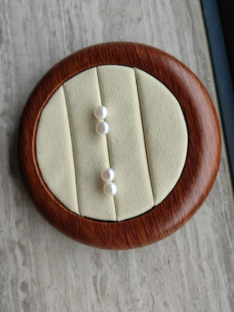 珍珠素钉百搭真珍珠淡水珍珠馒头珠耳环耳钉