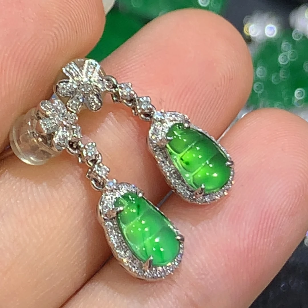 翡翠耳饰18K金镶嵌8、