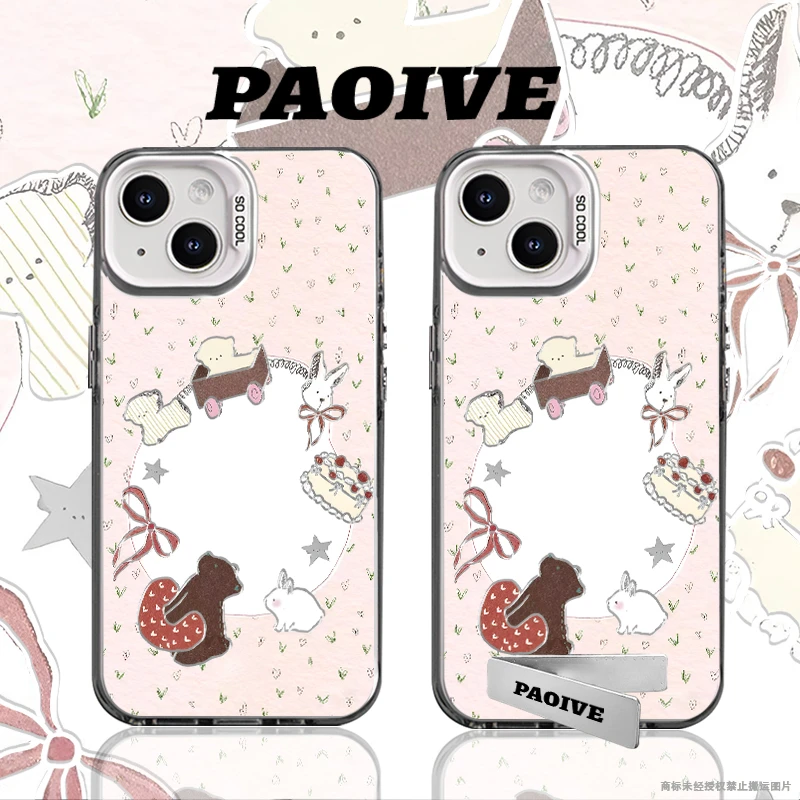 适用苹果华为vivo一加iPhone14小米手机可爱狗狗支架彩银手机壳