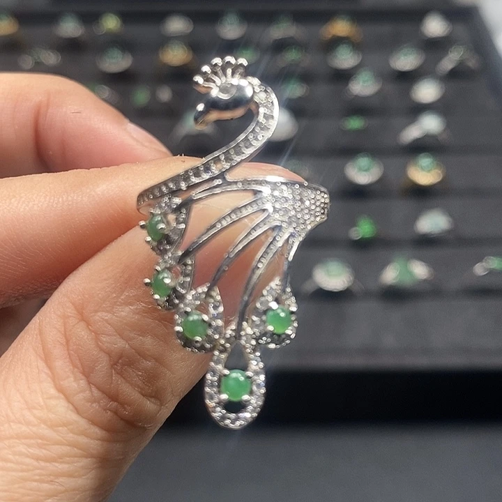 翡翠银S925镶嵌戒指