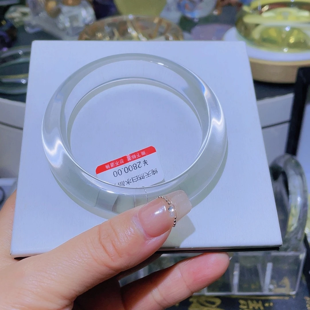 水晶手镯未镶嵌天然白水晶全净体高冰54➕