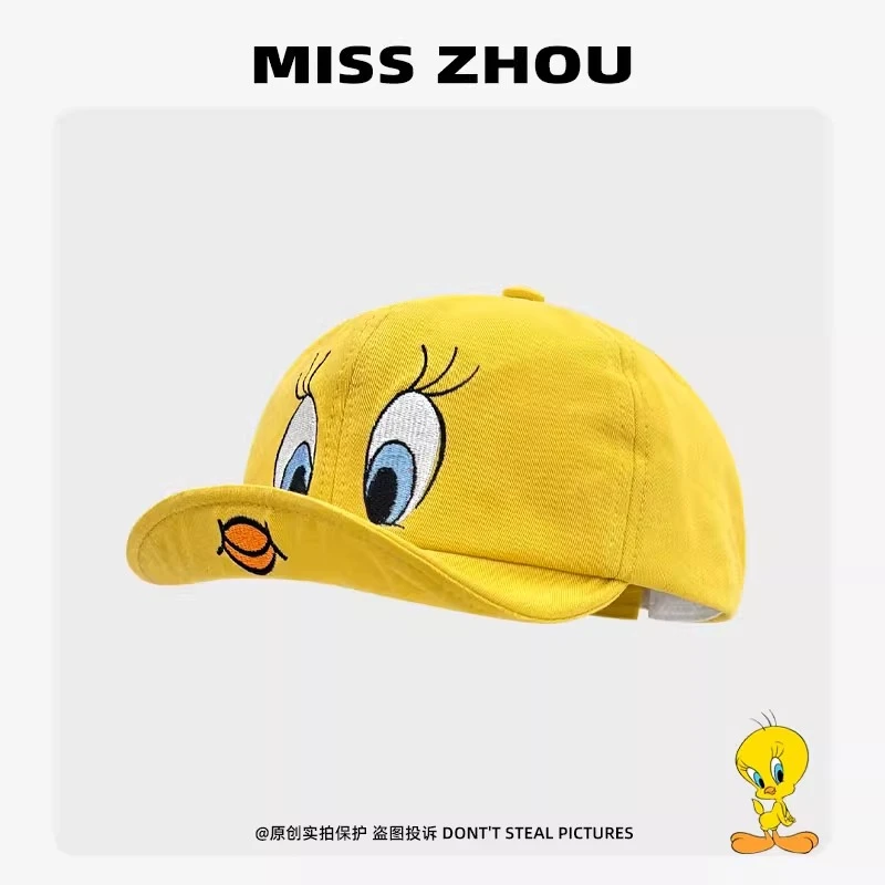 韩版崔迪翠儿翻檐鸭舌帽子遮阳防晒可爱卡通金丝雀棒球帽情侣出游