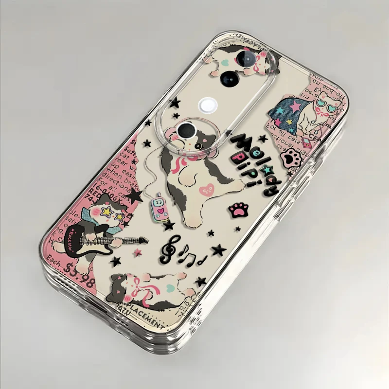 音乐猫猫适用vivoS19手机壳vivoS19pro防摔全包硅胶保护套卡通