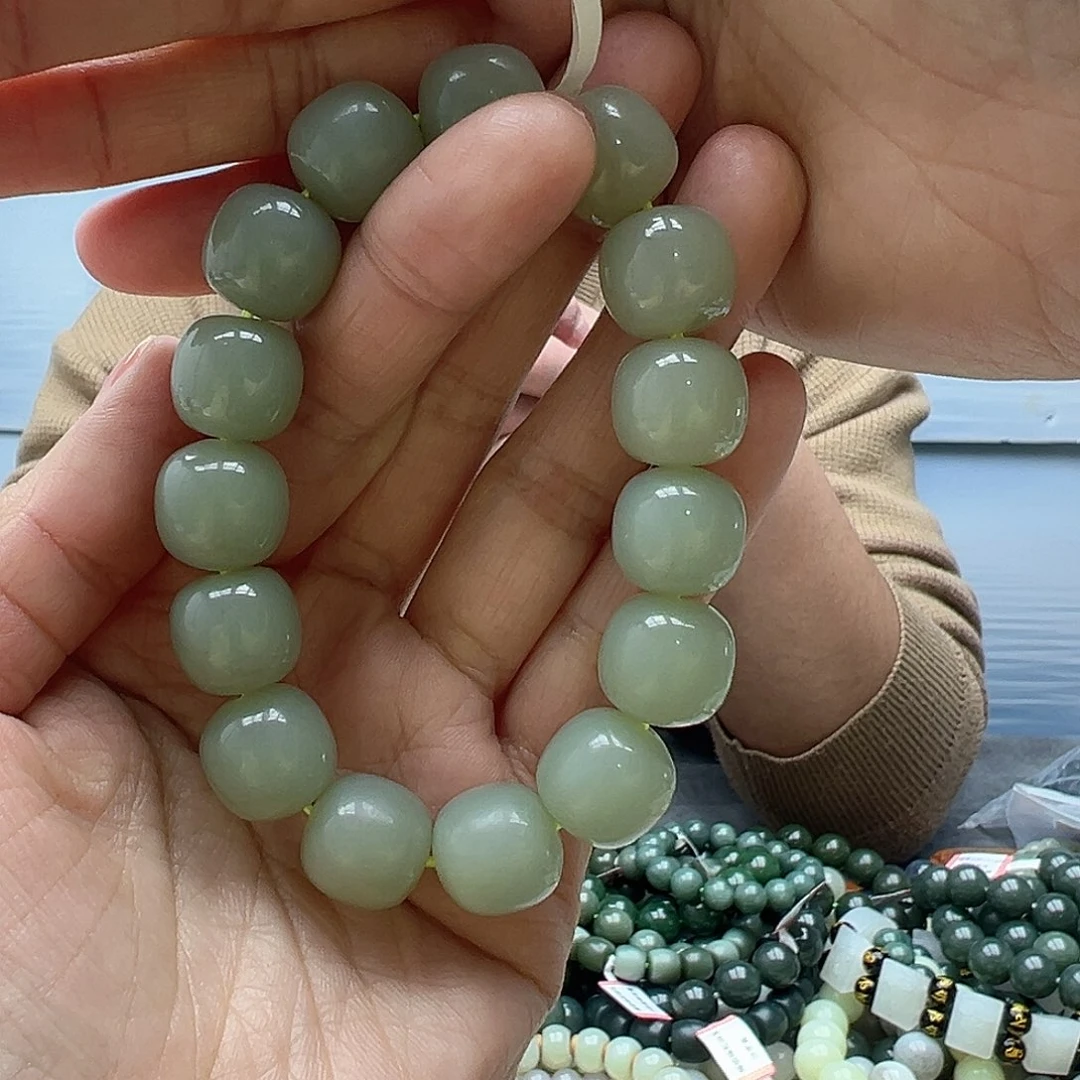 和田玉手串未镶嵌14且末天空蓝