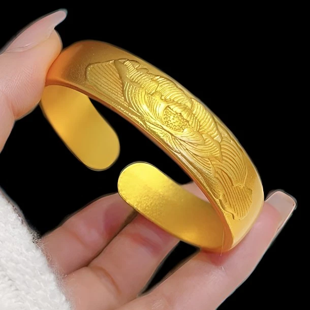 合金手镯 加重加厚牡丹花开口轮胎手镯