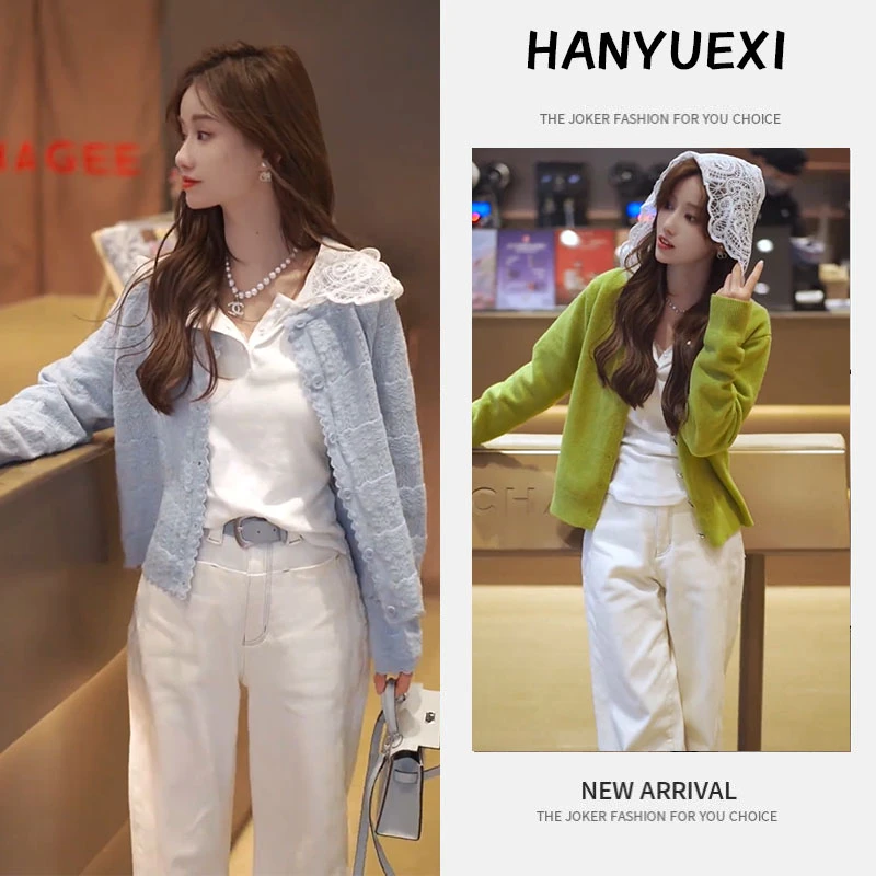 早春时尚一整套女装2025新款韩版连帽打底衫针织开衫阔腿裤三件套