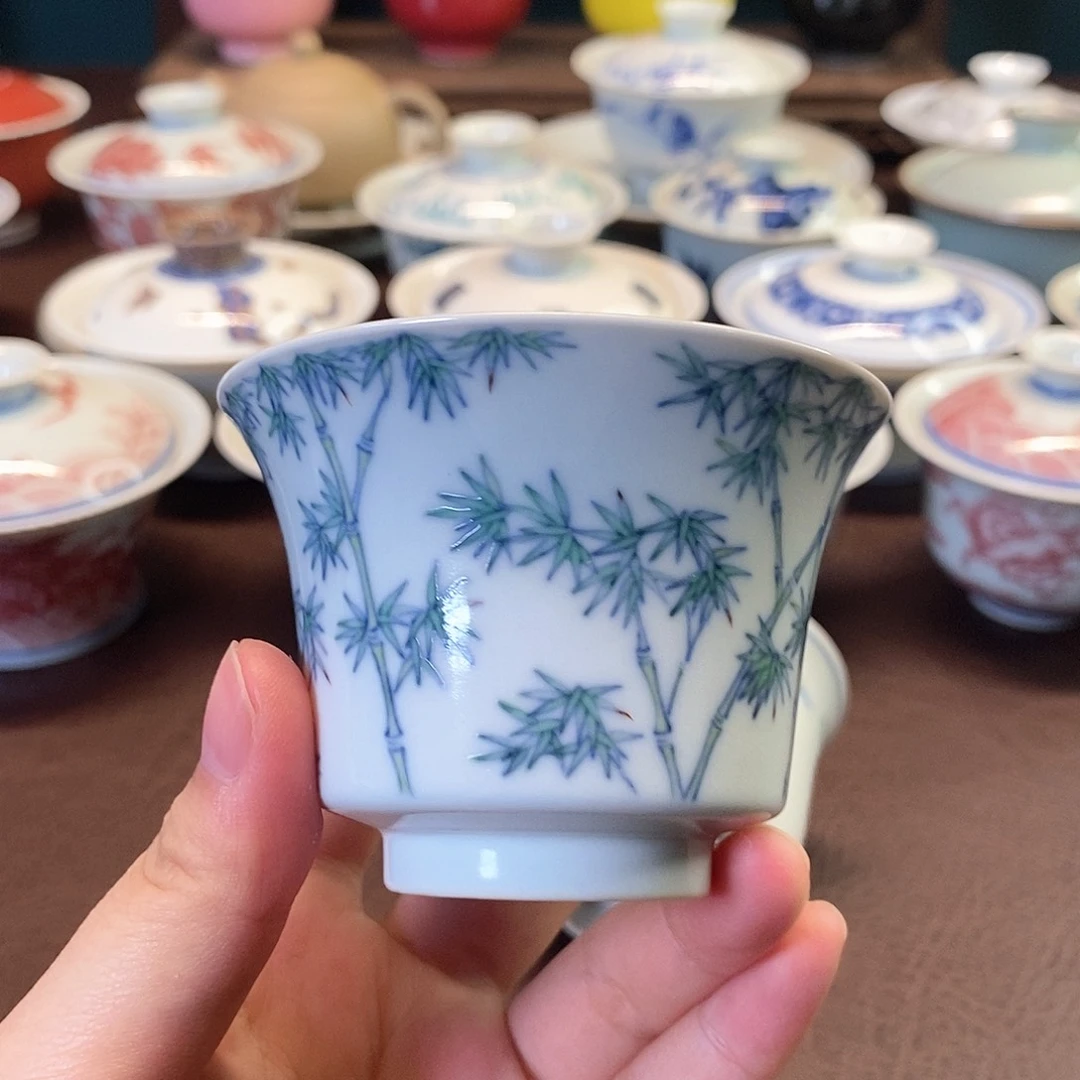 斗彩竹子马蹄杯100cc。