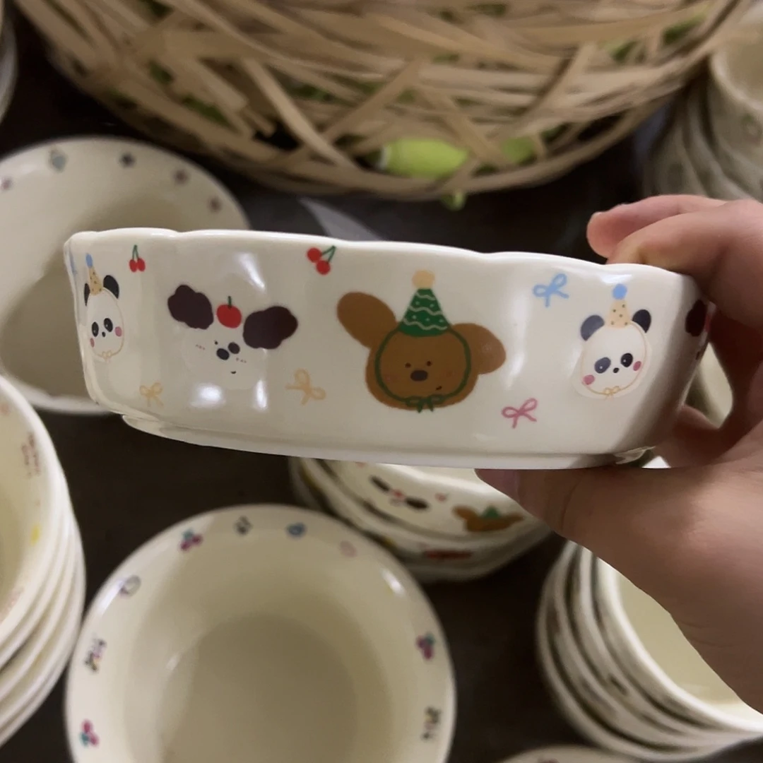 搪瓷微瑕动物派对甜品碗一个
