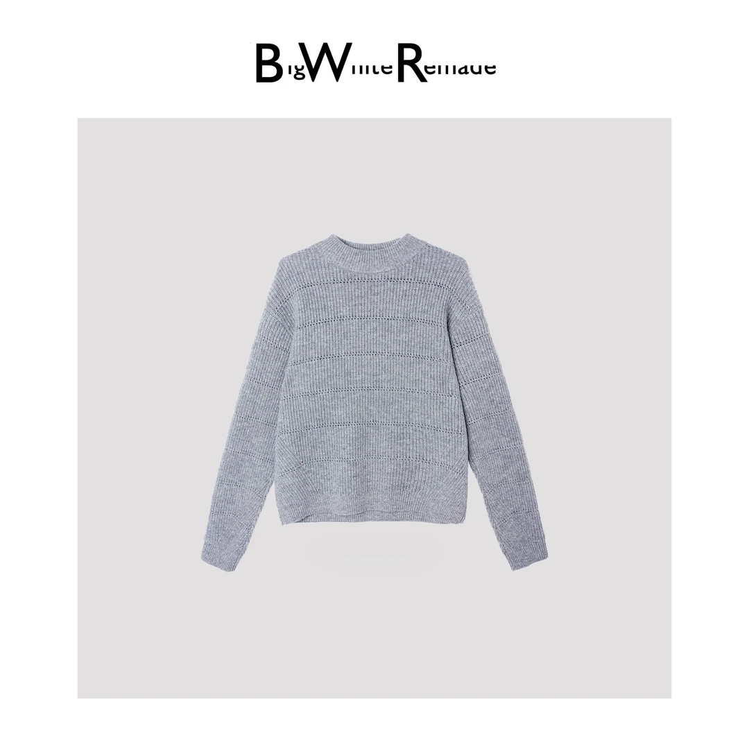 BIG WHITE REMADE“雾沾秋水”100进口绵羊毛休闲松弛羊毛衫W09055